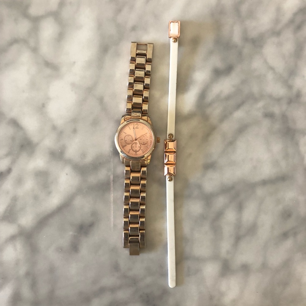 Rose Gold Watch & Bracelet